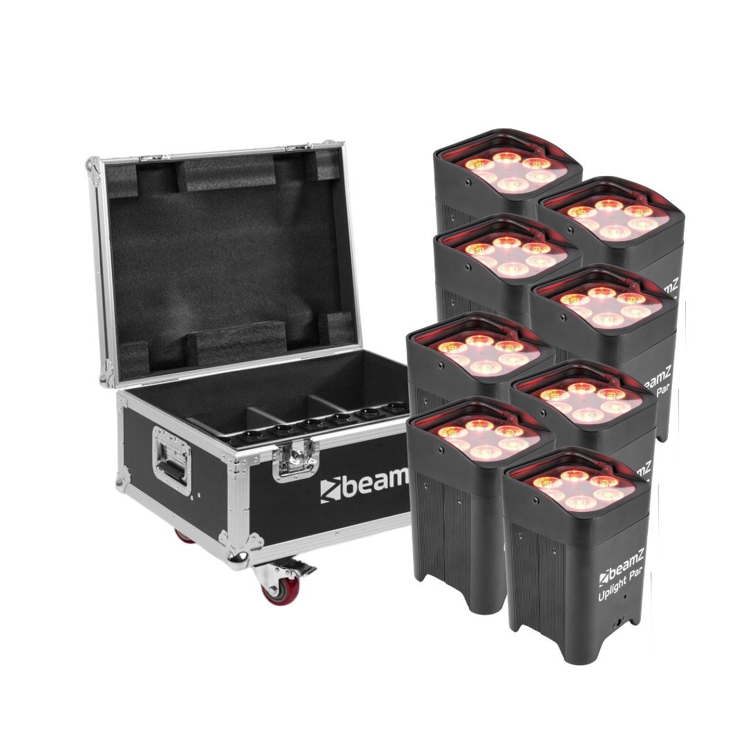 Beamz BBP96 Uplighter set 8 met flightcase