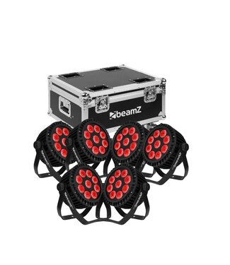 Beamz Set  6x Beamz WBP912IP met flightcase