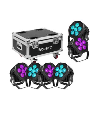 Beamz Beamz set 6x WBP612IP accu buiten spots met flightcase