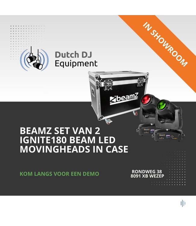Beamz Set van 2 IGNITE180 beam LED Movingheads in flightcase