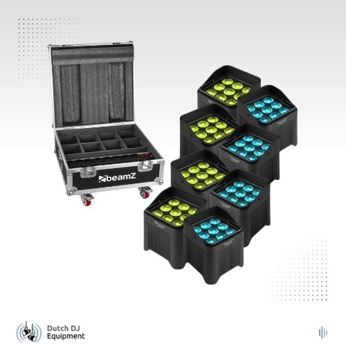 Beamz 8x Beamz BBP48 accu uplight in flightcase