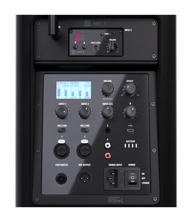 LD Systems ANNY® 8 HHD accu speaker met 1 draadloze microfoon stage black