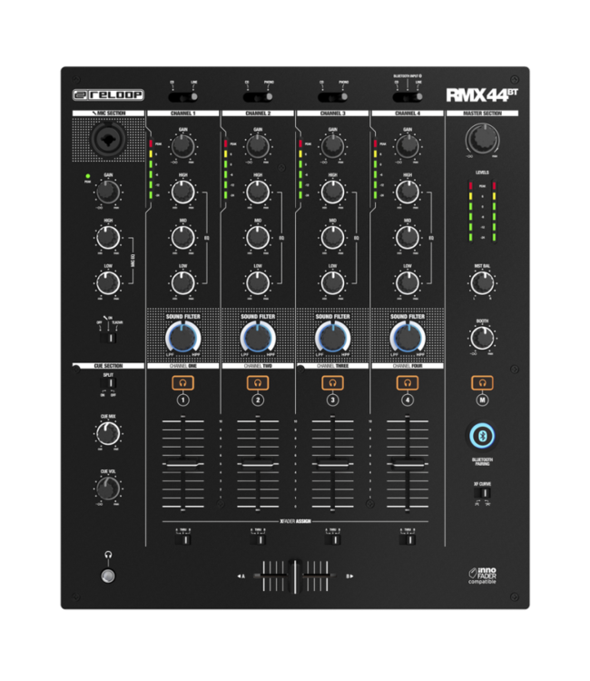 Reloop RMX-44 BT 4 Kanaals club DJ Mixer met bluetooth