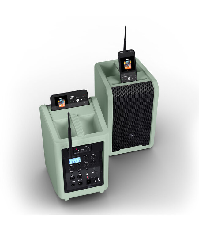 LD Systems ANNY 8 HHD Draagbare 8 Inch accu speaker met 1 draadloze microfoon Adventure Green