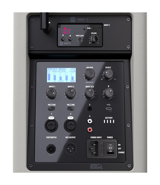 LD Systems ANNY 8 BPH 8 Inch Draagbare Accu Speaker met draadloze headset en Bodypack urban grey