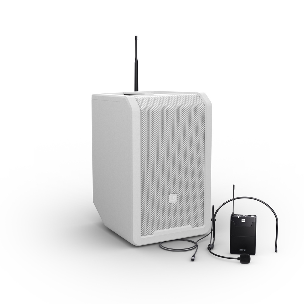 LD Systems ANNY 8 BPH 8 Inch Draagbare Accu Speaker met draadloze headset en Bodypack Pure white