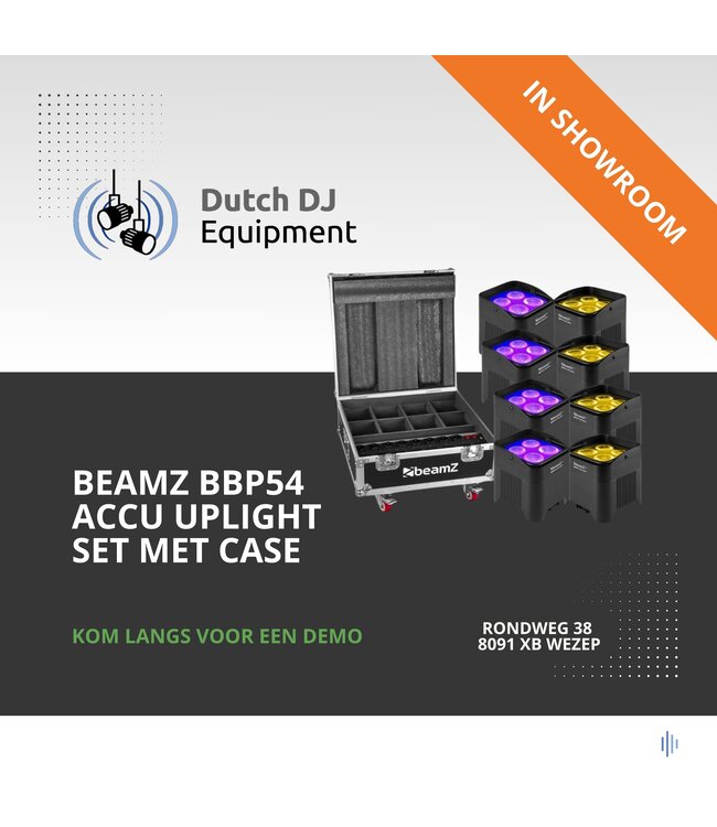 Beamz BBP54 set van 8 Uplights in flightcase