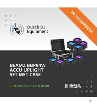 Beamz 8x BBP94W accu Uplight in flightcase