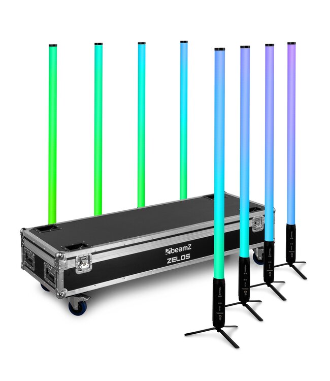 Beamz Zelos LED Tube Set RGBW IP65 8x pixeltubes in flightcase