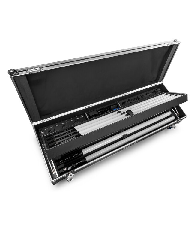 Beamz Zelos LED Tube Set RGBW IP65 8x pixeltubes in flightcase
