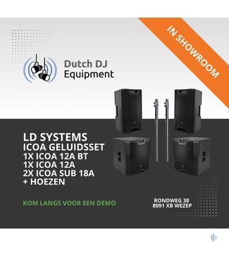 LD Systems ICOA geluidsset 12A + SUB 18A met accessoires