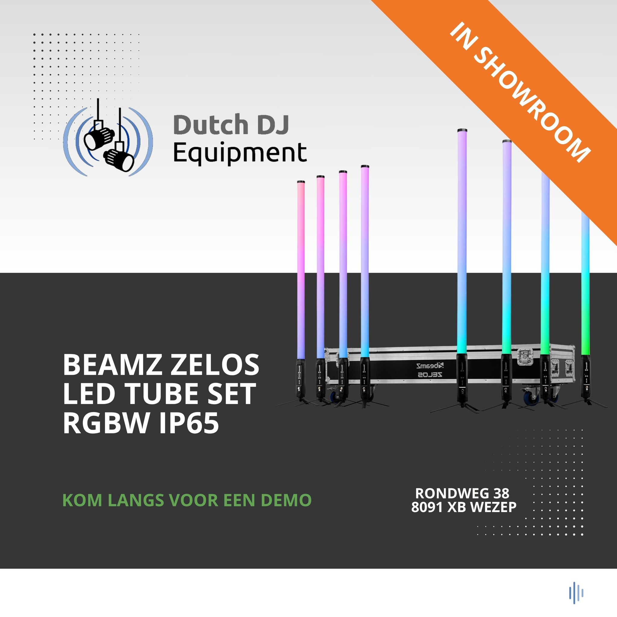 Beamz Zelos LED Tube Set RGBW IP65 8x pixeltubes in flightcase