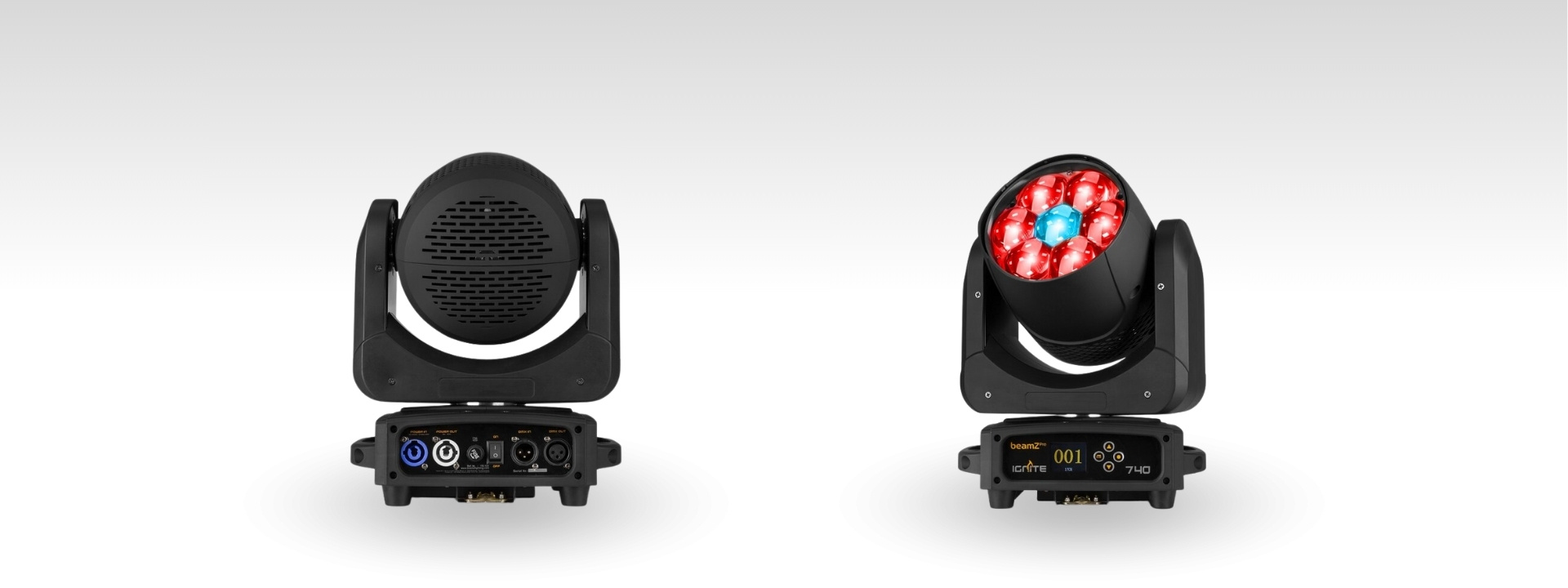 De BeamZ IGNITE740 is een veelzijdige wash moving head met verschillende besturingsopties