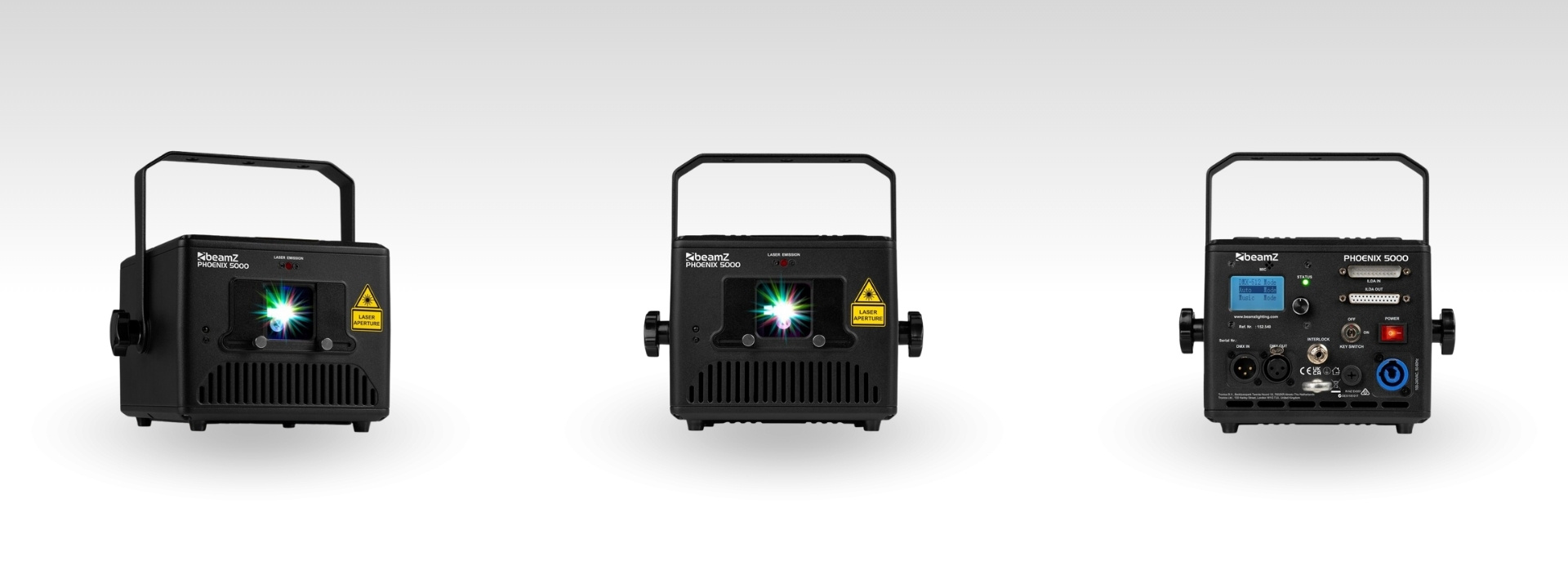 BeamZ Phoenix lasers in showroom bij Dutch DJ Equipment