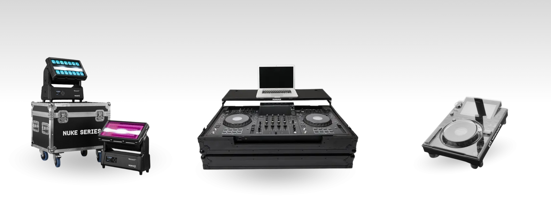 Flightcase voor licht, de AlphaTheta XDJ AZ workstation en de CDJ-3000 decksaver