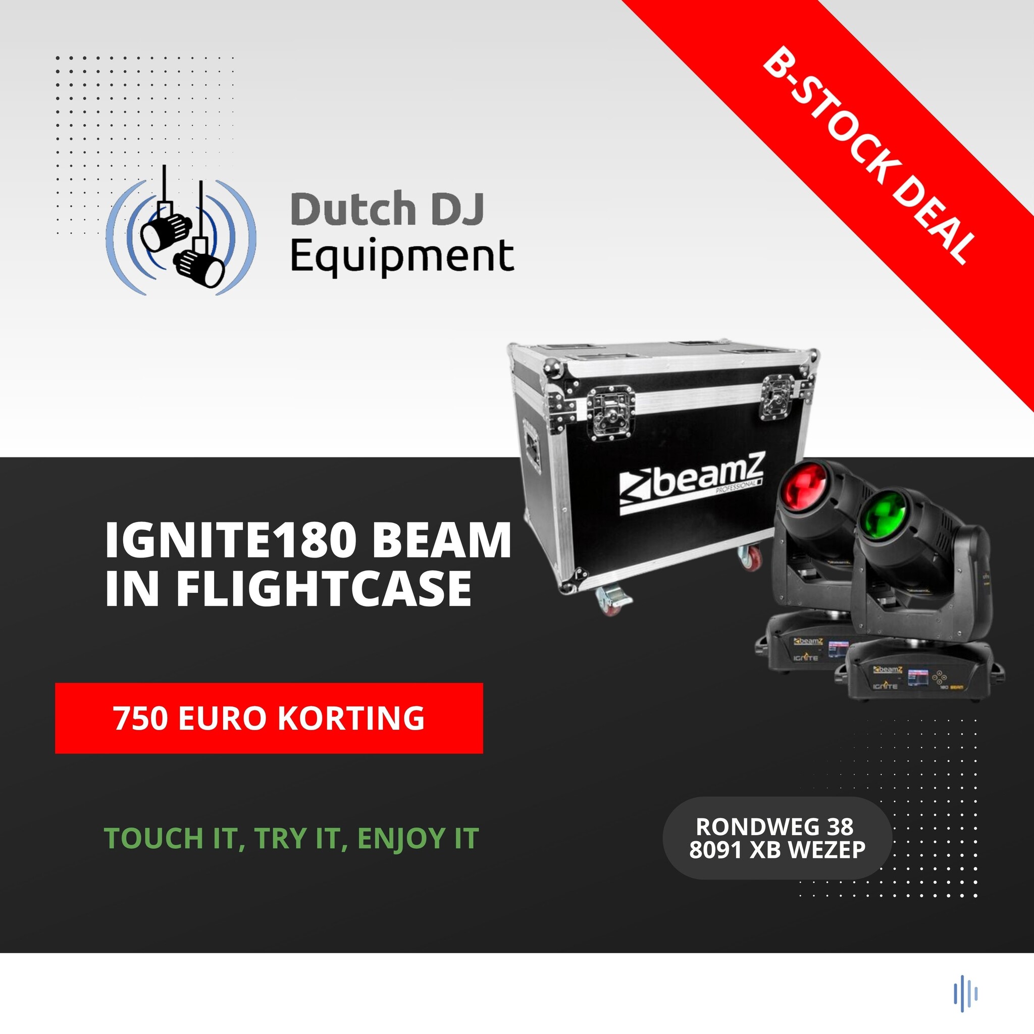Beamz B-stock BeamZ Set van 2 IGNITE180 beam LED Movingheads in flightcase