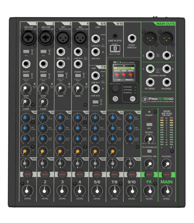 Mackie ProFX 10 GO 10-kanaals mixer met effecten en accu