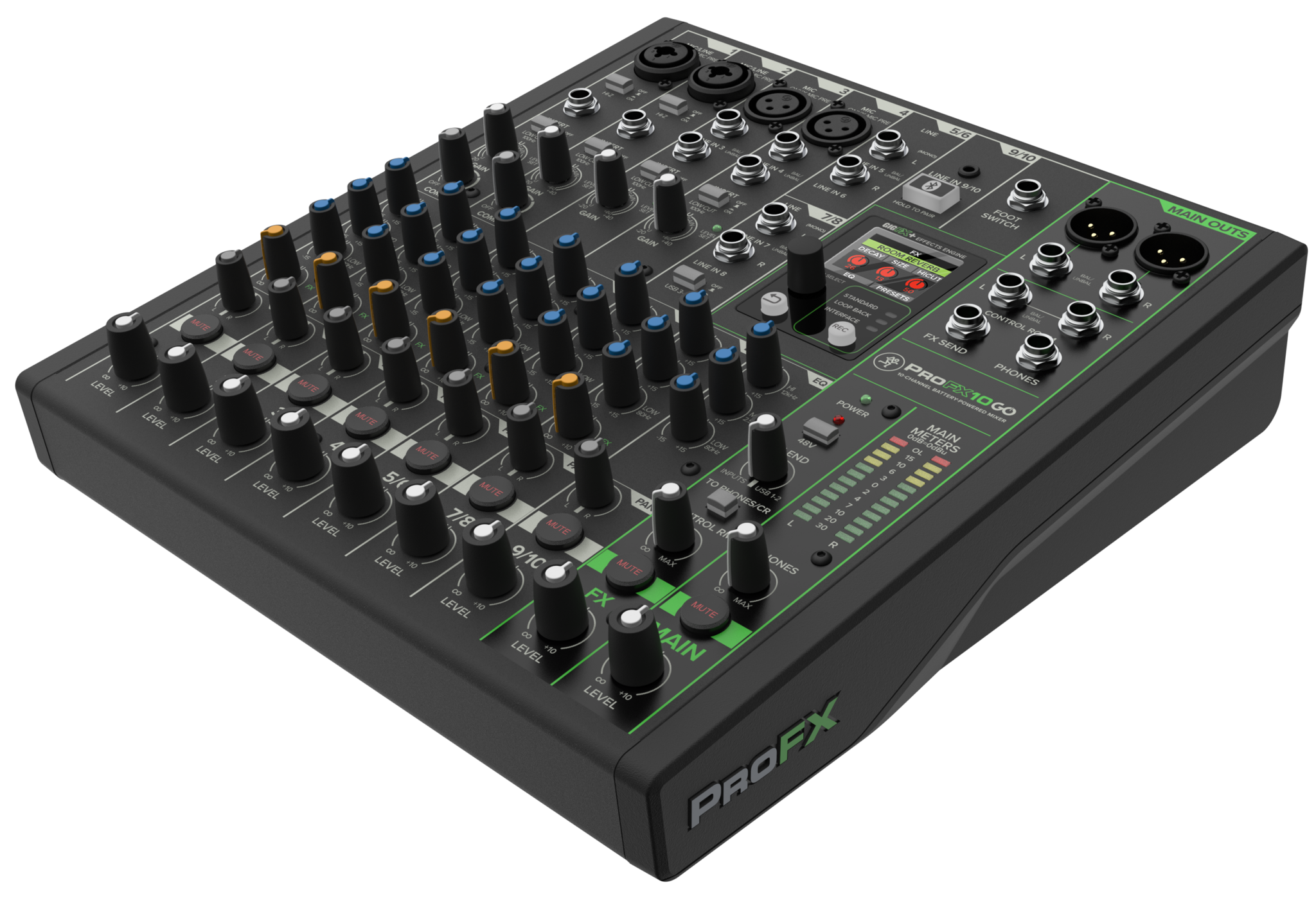 MACKIE ProFX 10 GO 10-kanaals mixer met effecten en accu