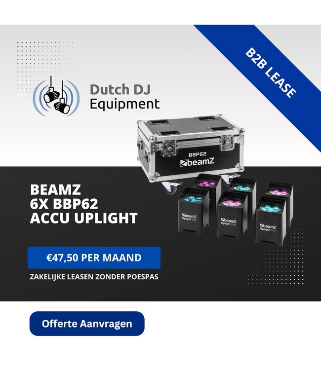 Beamz BBP62 accu uplight 6 stuks in flightcase