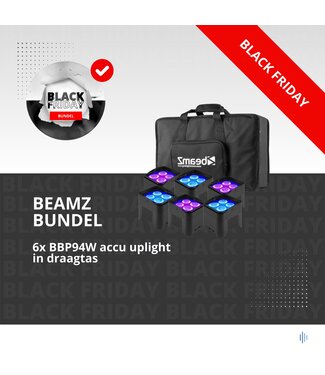 Beamz BBP94W accu Uplight set van 6 met tas
