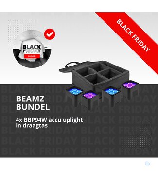 Beamz 4x BBP94W accu LED Uplights met tas