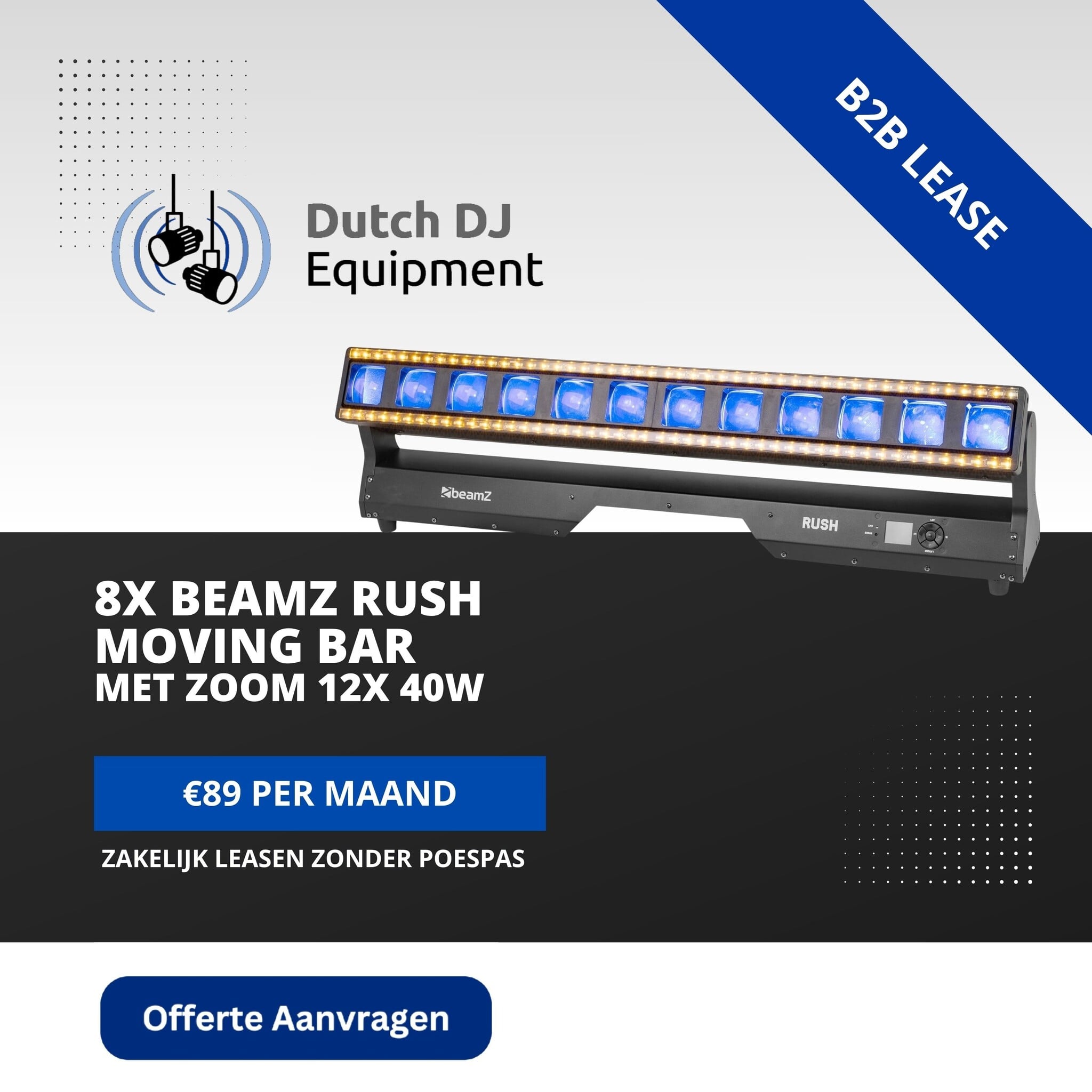 Moving Bar Project Beamz Rush Moving Bar met Zoom 12x 40W - Dutch DJ Equipment