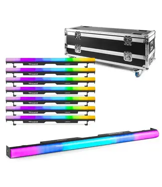 Beamz set van 8x LCB300 led pixel barren met flightcase