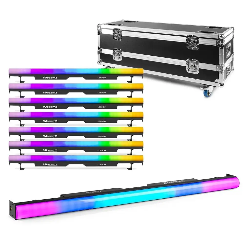 Beamz set van 8x LCB300 led pixel barren met flightcase