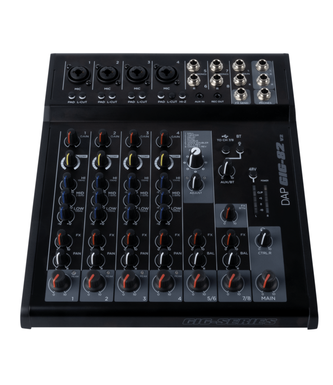 DAP GIG-82 V2 8-kanaals analoog mengpaneel met FX