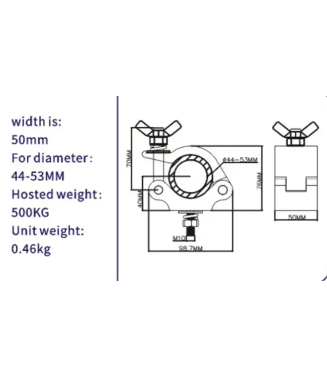 Beamz BC50B-500 Half Coupler Slimline 500kg Black