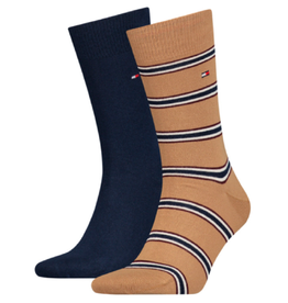 Tommy Hilfiger Tommy Hilfiger sokken 2-pack stripe khaki navy