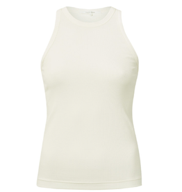 YAYA YAYA Katoenen geribde singlet met ronde hals ivory white