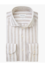 PROFUOMO Profuomo shirt linnen streep wit/beige