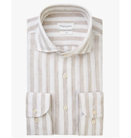 PROFUOMO Profuomo shirt linnen streep wit/beige