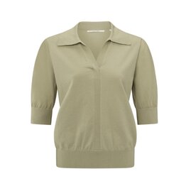 YAYA YAYA gebreide polo soft green