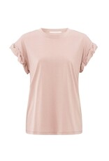 YAYA YAYA T-shirt met ronde hals en opgerolde, geplooide mouwen