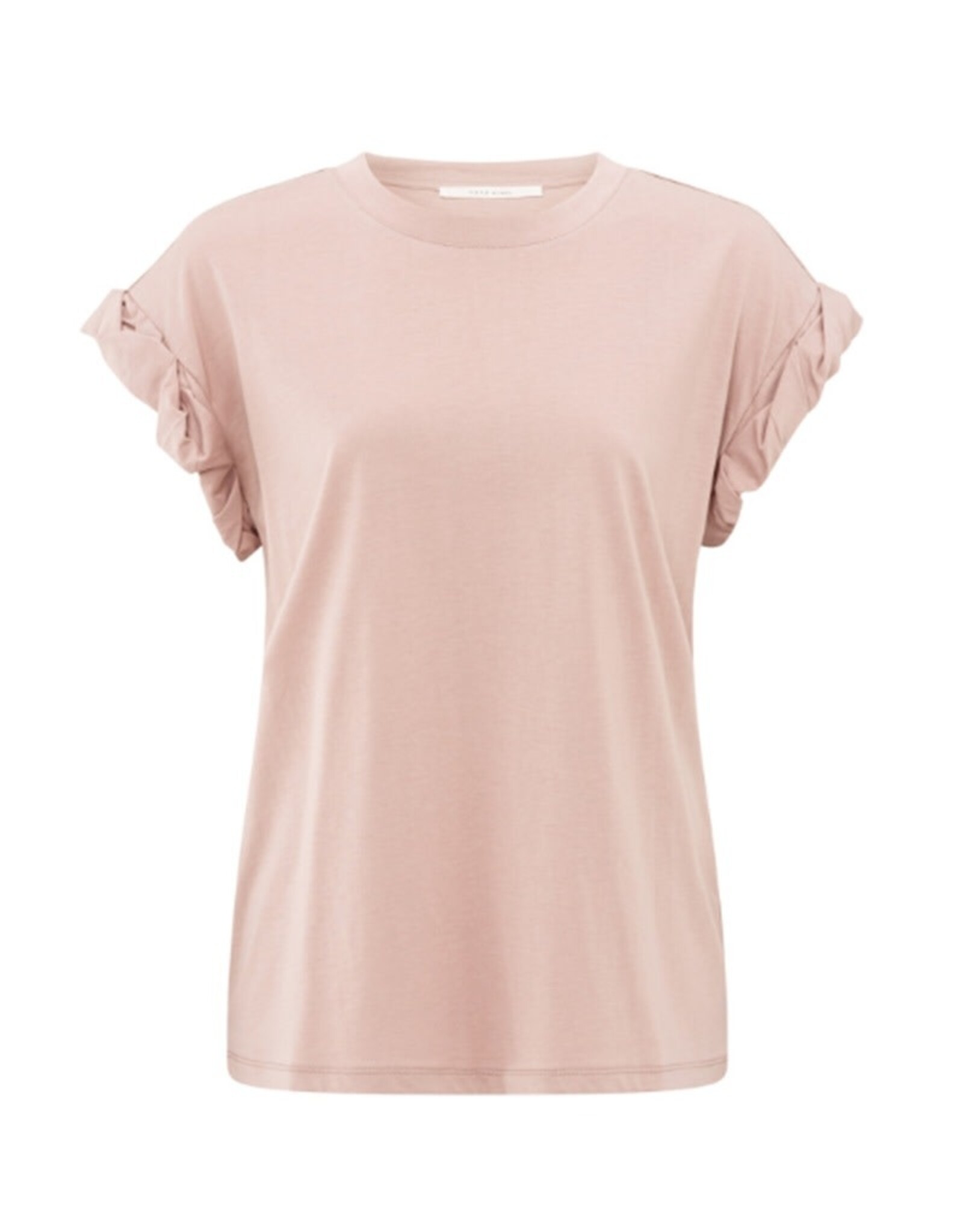 YAYA YAYA T-shirt met ronde hals en opgerolde, geplooide mouwen