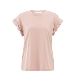 YAYA YAYA T-shirt met ronde hals en opgerolde, geplooide mouwen