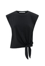 YAYA YAYA Mouwloze top met knoopdetail washed black