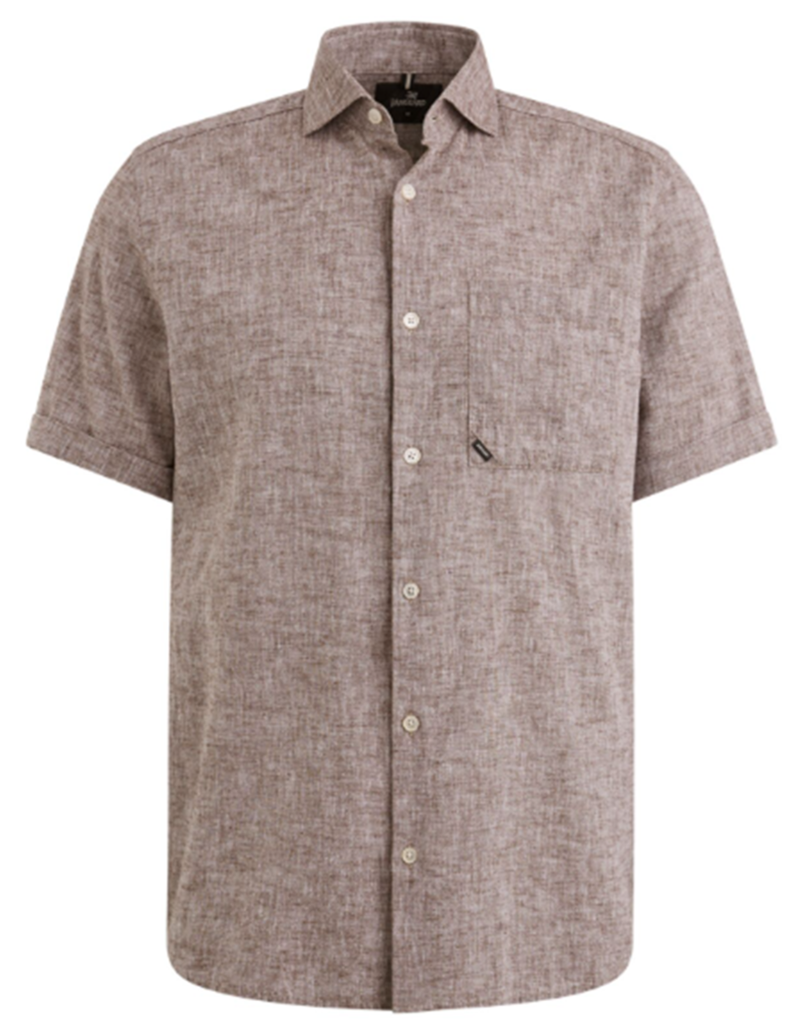 Vanguard Vanguard short sleeve shirt linen cotton blend bruin
