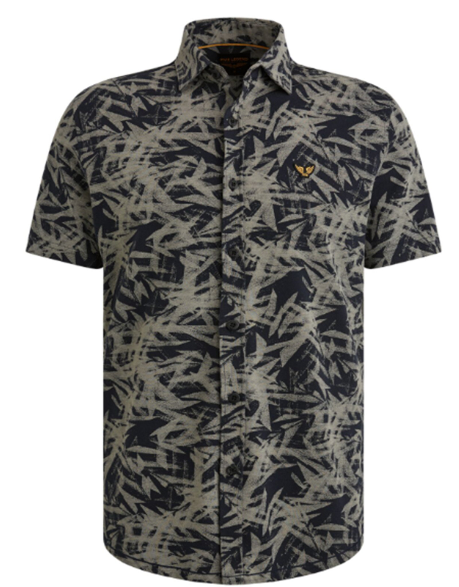PME Legend PME Legend overhemd korte mouw jersey pique print blauw