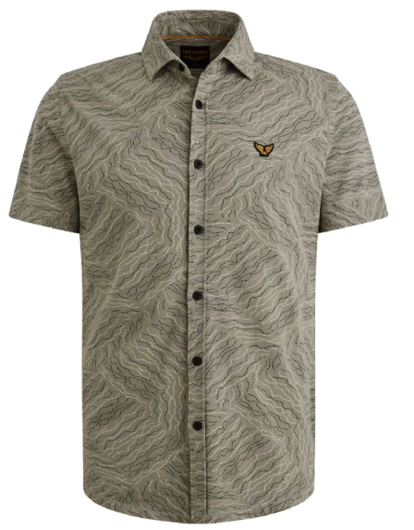 PME Legend PME Legend overhemd korte mouw jersey pique print groen