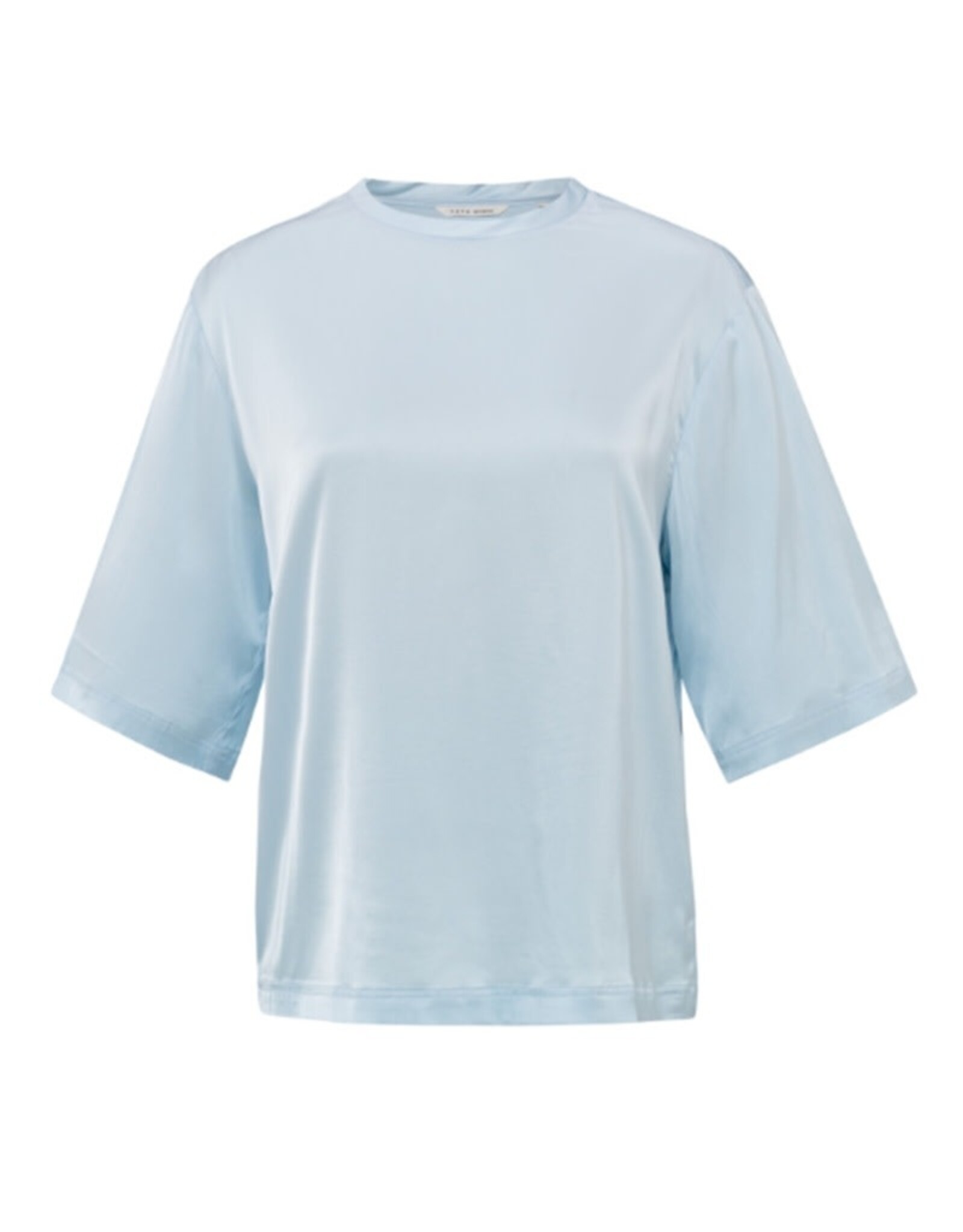 YAYA YAYA Satijnen oversized T-shirt met ronde hals lichtblauw