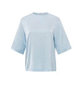 YAYA YAYA Satijnen oversized T-shirt met ronde hals lichtblauw
