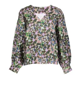 Geisha Geisha flower blouse lila green