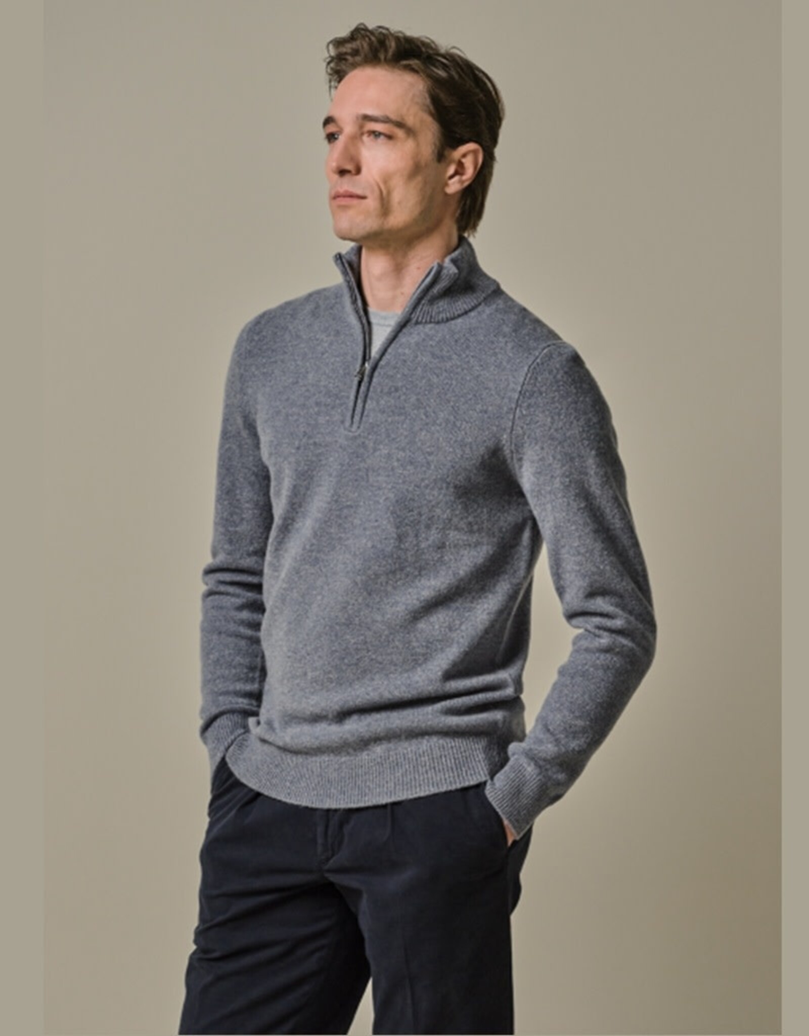 PROFUOMO Profuomo half zip blue melange