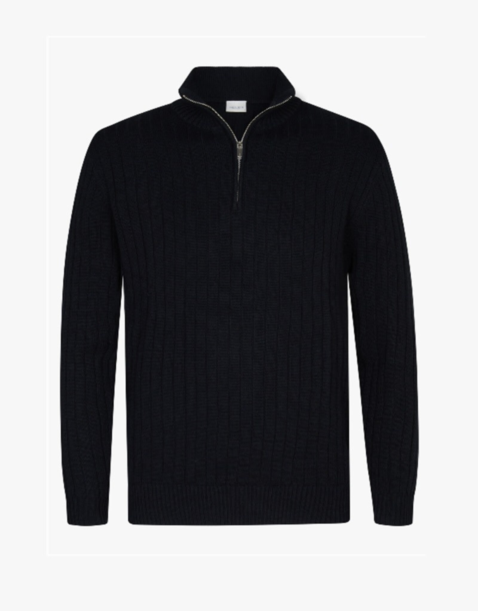PROFUOMO Navy wool blend rib half zip blue