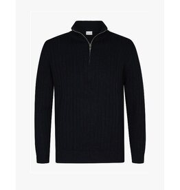 PROFUOMO Navy wool blend rib half zip blue