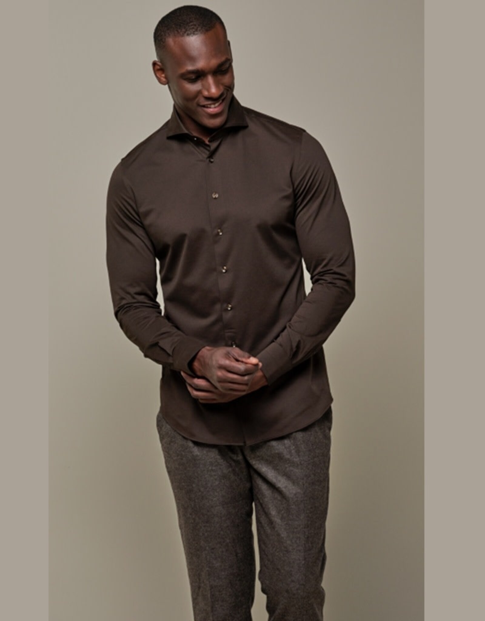 PROFUOMO PROFUOMO Dark brown Japanese knitted shirt