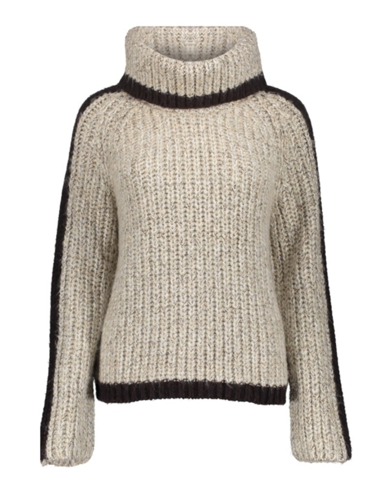 Geisha Geisha trui black beige stripe